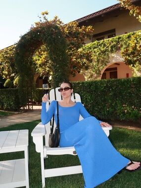 NA-KD | Knitted Round Neck Frill Maxi Dress